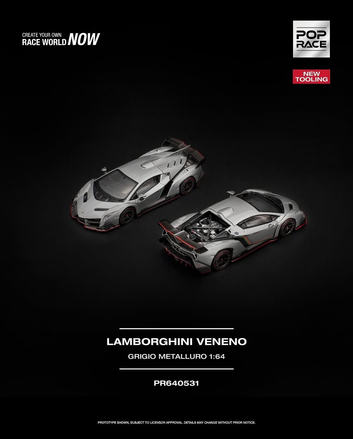 PR640531 LAMBORGHINI VENENO - GRIGIO METALLURO — Poprace 1:64