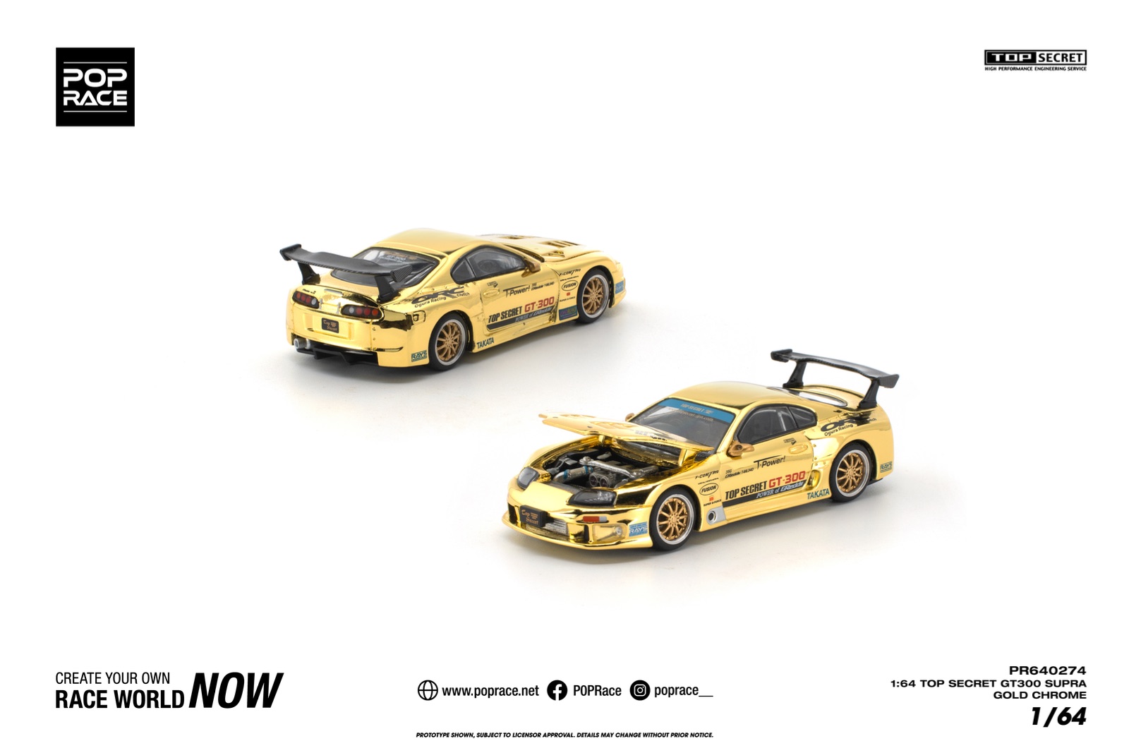 Poprace TS GT300 Supra Gold Chrome PR640274 — Poprace 1:64